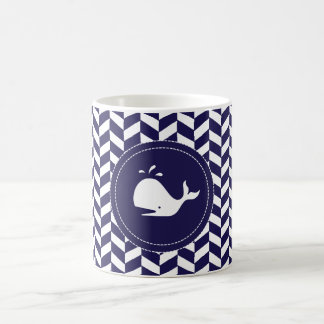 Wal-Geschichten-Marine u. weiße Kaffeetasse