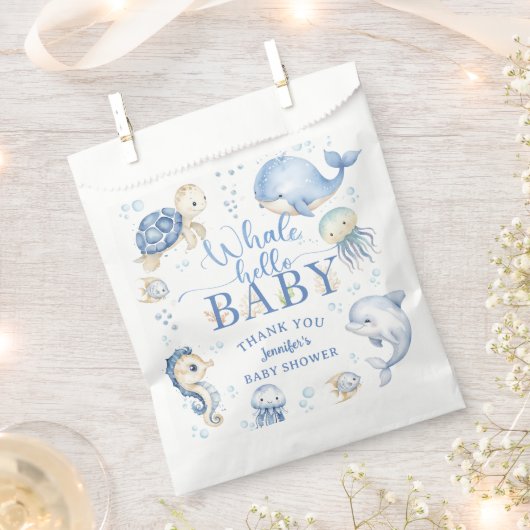 Wal-Hallo-Baby-Party Junge Blauer Ozean Geschenktütchen (Ausgeschnitten)
