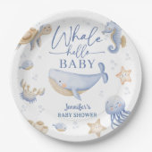 Wal-Hallo-Baby-Party Junge Blauer Ozean Pappteller (Vorderseite)