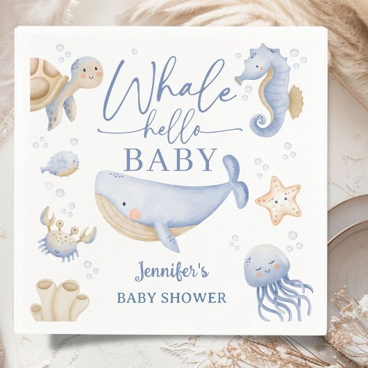 Wal-Hallo-Baby-Party Junge Blauer Ozean Serviette