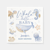 Wal-Hallo-Baby-Party Junge Blauer Ozean Serviette (Vorderseite)