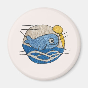 Wal im Stickdesign Magnet