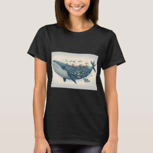 Wal im Wasser mit Fischen. Handgezeichnete Illustr T-Shirt