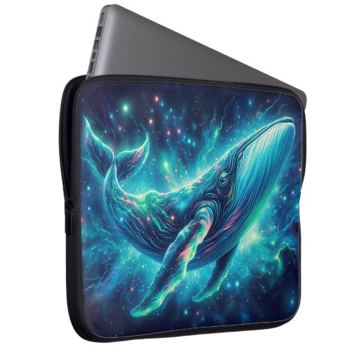 Wal im Weltraum, Augen fangende Neontiere Laptopschutzhülle (Vorne Rechts)