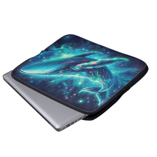 Wal im Weltraum, Augen fangende Neontiere Laptopschutzhülle (Vorne Knopf)