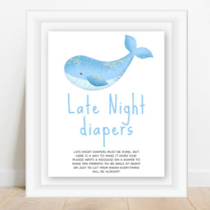 Wal in Aquarellfarben - Späte Nacht Poster