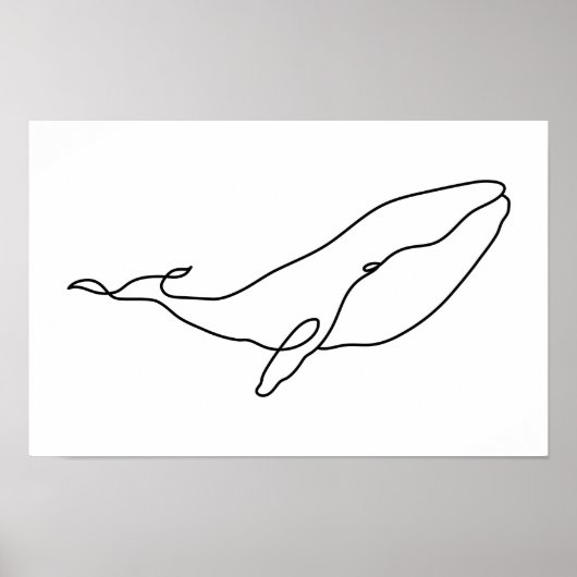 Wal, Linienkunstillustration 17 x 11 Poster (Vorne)