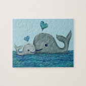 Wal-Mama-und Baby-Schwimmen im Meer Puzzle (Horizontal)