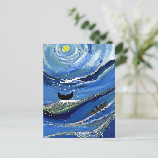 Wal mit Boot Postkarte (Stehend Vorderseite)