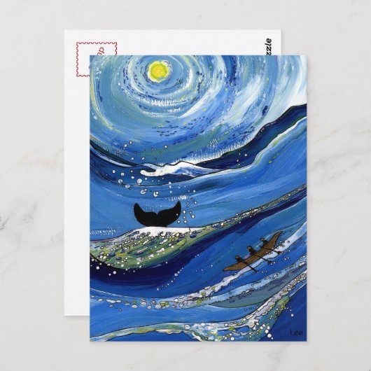 Wal mit Boot Postkarte (Vorne/Hinten)