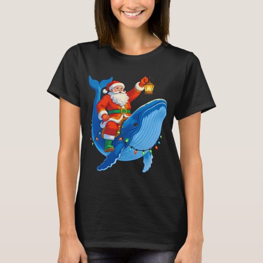 Wal mit Weihnachtsmann T-Shirt (Vorderseite)