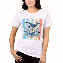 Wal-Nautisches Sommer-T-Shirt für die Küste