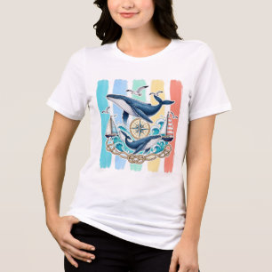 Wal-Nautisches Sommer-T-Shirt für die Küste Tri-Blend Shirt