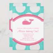 Wal-Polka-Punkt-Pool-Party-Aqua und rosa modernes Einladung (Vorne/Hinten)