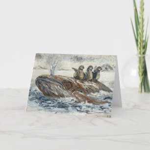 Wal-Reiter Whimsical Wal und Pinguin Ozean Karte