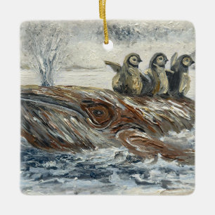 Wal-Reiter Whimsical Wal und Pinguin Ozean Keramikornament