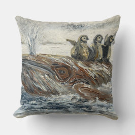 Wal-Reiter Whimsical Wal und Pinguin Ozean Kissen