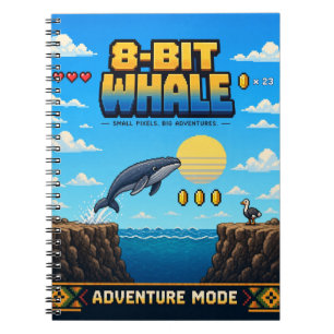 Wal, Retro-8-Bit-Pixelkunst Notizblock