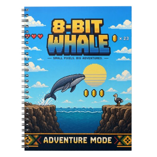 Wal, Retro-8-Bit-Pixelkunst Notizblock (Vorderseite)