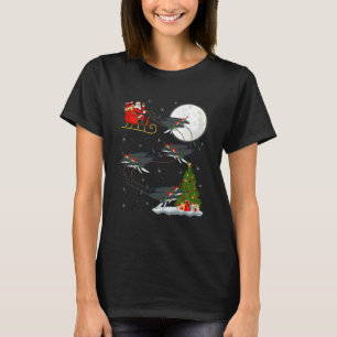 Wal Santa Schlitten Fliegend Lustig Magischer Weih T-Shirt