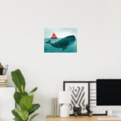 Wal & Segelboot – Minimale Ozeankunst Poster (Heimbüro)