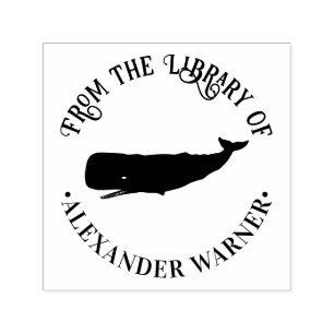 Wal-Silhouette Maritimes Thema Bibliotheksbuch Nam Permastempel