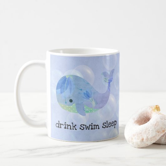 Wal sprudelt Schwimmen-Tasse Kaffeetasse (Mit Donut)