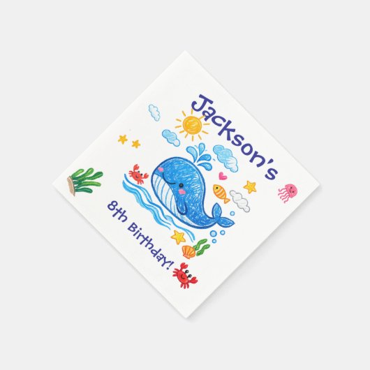Wal-Themen-Kindergeburtstagsfeier im Sommer Serviette (Ecke)