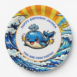 Wal-Themen-Meerjungling-Jungen-Geburtstagsfeier Pappteller