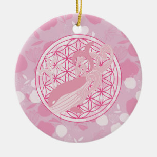 Wal, tierisches Totem,zen,Chakra,Blume des Lebens Keramik Ornament