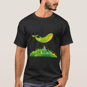 Wal über einer Kleinstadt T-Shirt