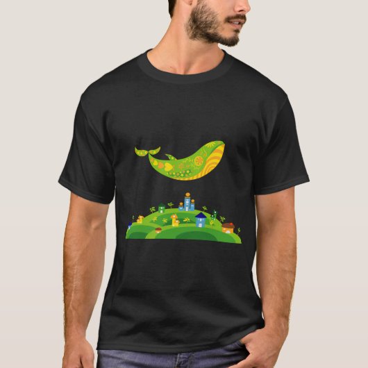 Wal über einer Kleinstadt T-Shirt (Vorderseite)