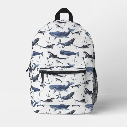 Wal- und Ankermuster Bedruckter Rucksack (Vorderseite)