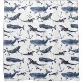 Wal- und Ankermuster Duschvorhang (Vorderseite)