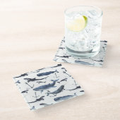 Wal- und Ankermuster Glasuntersetzer (Schrägansicht)