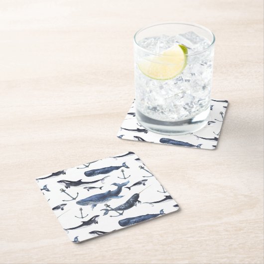 Wal- und Ankermuster Rechteckiger Pappuntersetzer (Vor Ort)