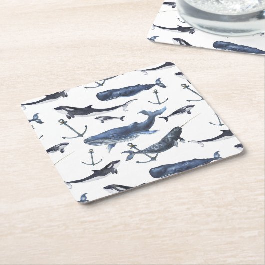 Wal- und Ankermuster Rechteckiger Pappuntersetzer (angewinkelt)