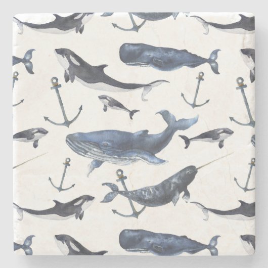 Wal- und Ankermuster Steinuntersetzer (Vorderseite)