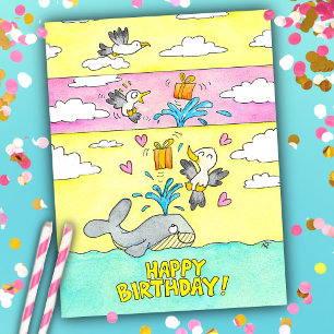 Wal und Möwe Alles Gute zum Geburtstag Postkarte