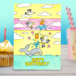 Wal und Möwe Comic Humor Alles Gute zum Geburtstag Feiertagskarte