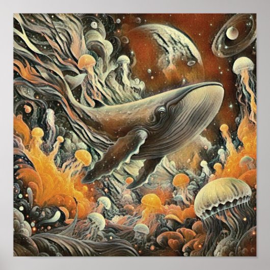 Wal und Quallen Kunstprint Poster (Vorne)