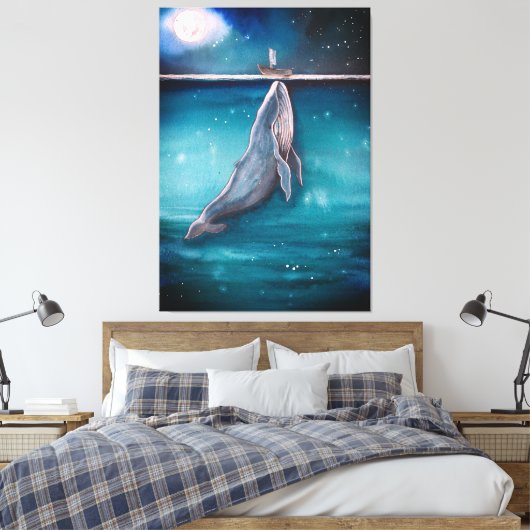 Wal und Schiff Leinwanddruck (Insitu (Schlafzimmer))