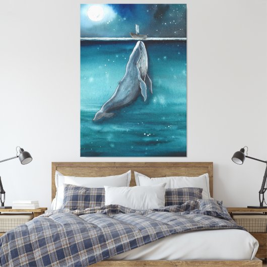 Wal und Schiff Leinwanddruck (Insitu (Schlafzimmer))