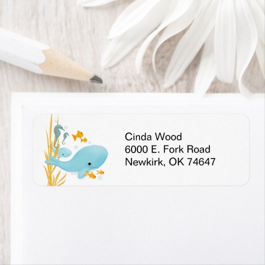 Wal- und Seepferd-Adressenmarken (Insitu)