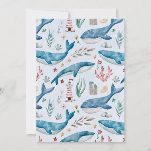 Wal unter dem Meer Ahoy Es ist eine Baby-Dusche Einladung (Rückseite)