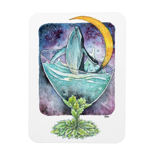 Wal unter dem Mond Magnet (Vertikal)