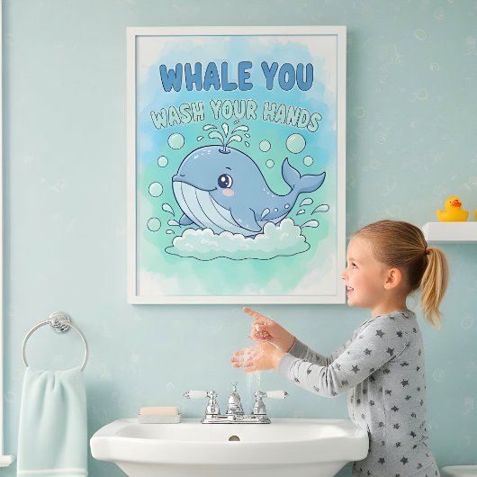 Wal Wasche deine Hände Kinder Badezimmer Wandkunst Poster