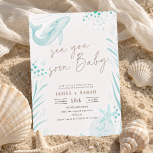 Wal Wasserfarbe Meer Sie bald Baby Shower Einladung