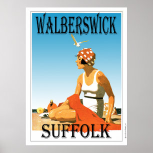 Walberswick Suffolk Vintag Beach Poster