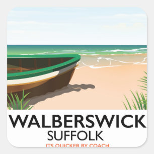 Walberswick Suffolk Vintage-Reiseplakat Quadratischer Aufkleber